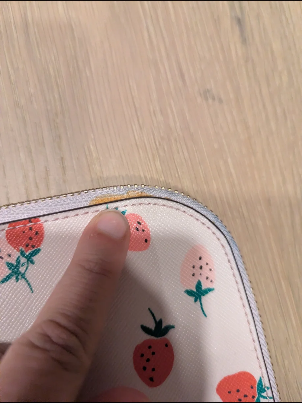kate spade White Strawberry Print Zip Electronic Case